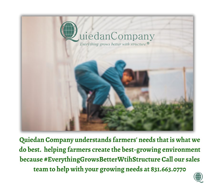 Quiedan's tweet photo. Sales here at #QuiedanCompany wake up every day wanting to help farmers grow #Quiedan makes sure that the Farmer's needs come first.  #EverythingGrowsBetterWithStructure
Give our sales team Arron, or Gregorio a call at 831.663.0770 https://t.co/srtGKDcs4k