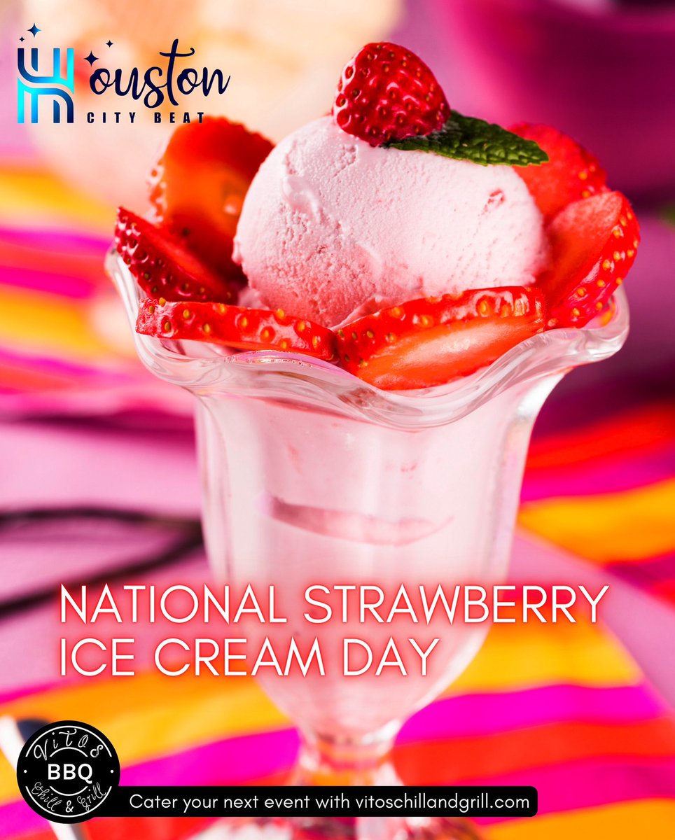 Today is National Strawberry Ice Cream Day! Stay warm inside with a couple of fresh scoops!

Brought to you by @vitochillngrill.

#houstoncatering #houstoncateringservice