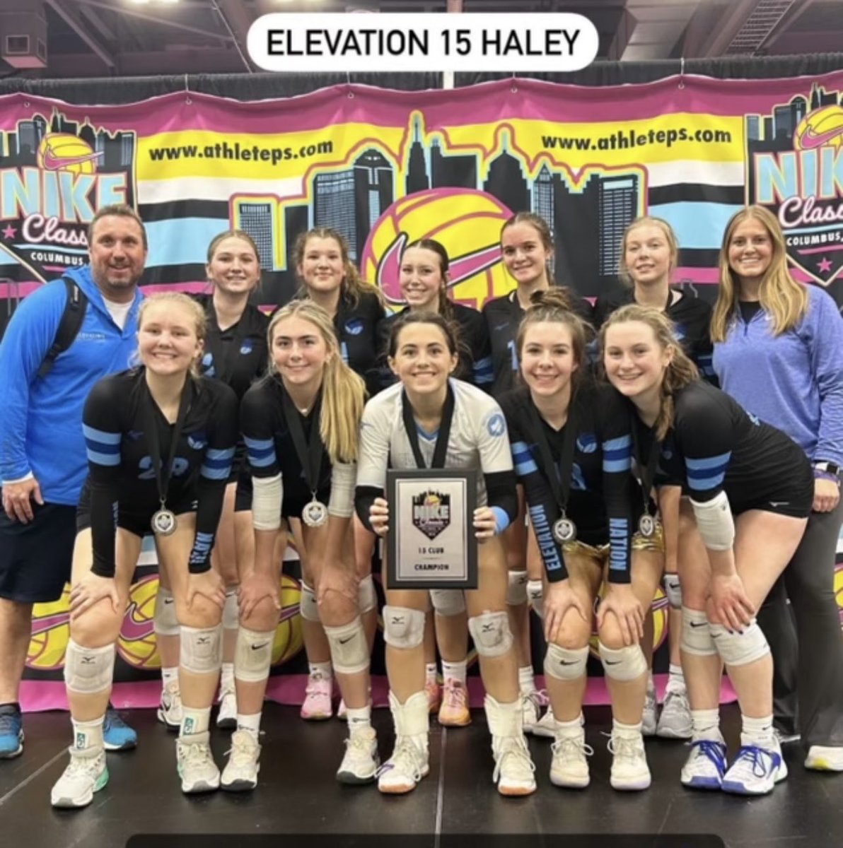 ElevationVBC's tweet photo. Elevation 15 Haley take the title in 15 Club at the Nike Classic!  The girls lost their 1st match of the tourney and then rattled off 8 straight wins to take home the trophy!  #ElevationNation https://t.co/8aAerXm21p