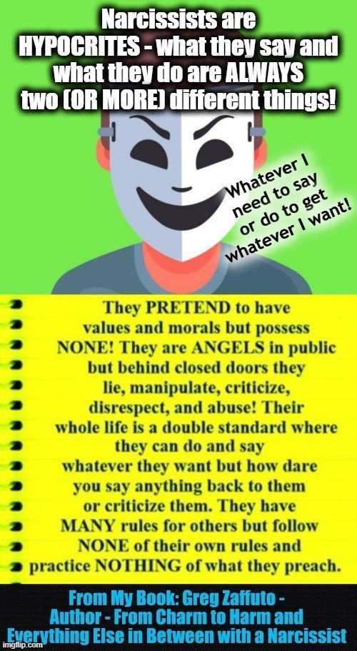 LucyLathamBooks's tweet photo. narcissist abuse #Narcissism What Narcissists say and what they do are ALWAYS two different things (or more). They are pathological HYPOCRITES and they are acutely aware that they are. https://t.co/xVSSJhuoYz https://t.co/N1ZqtE8EXy https://t.co/mQVXbLMNGD
