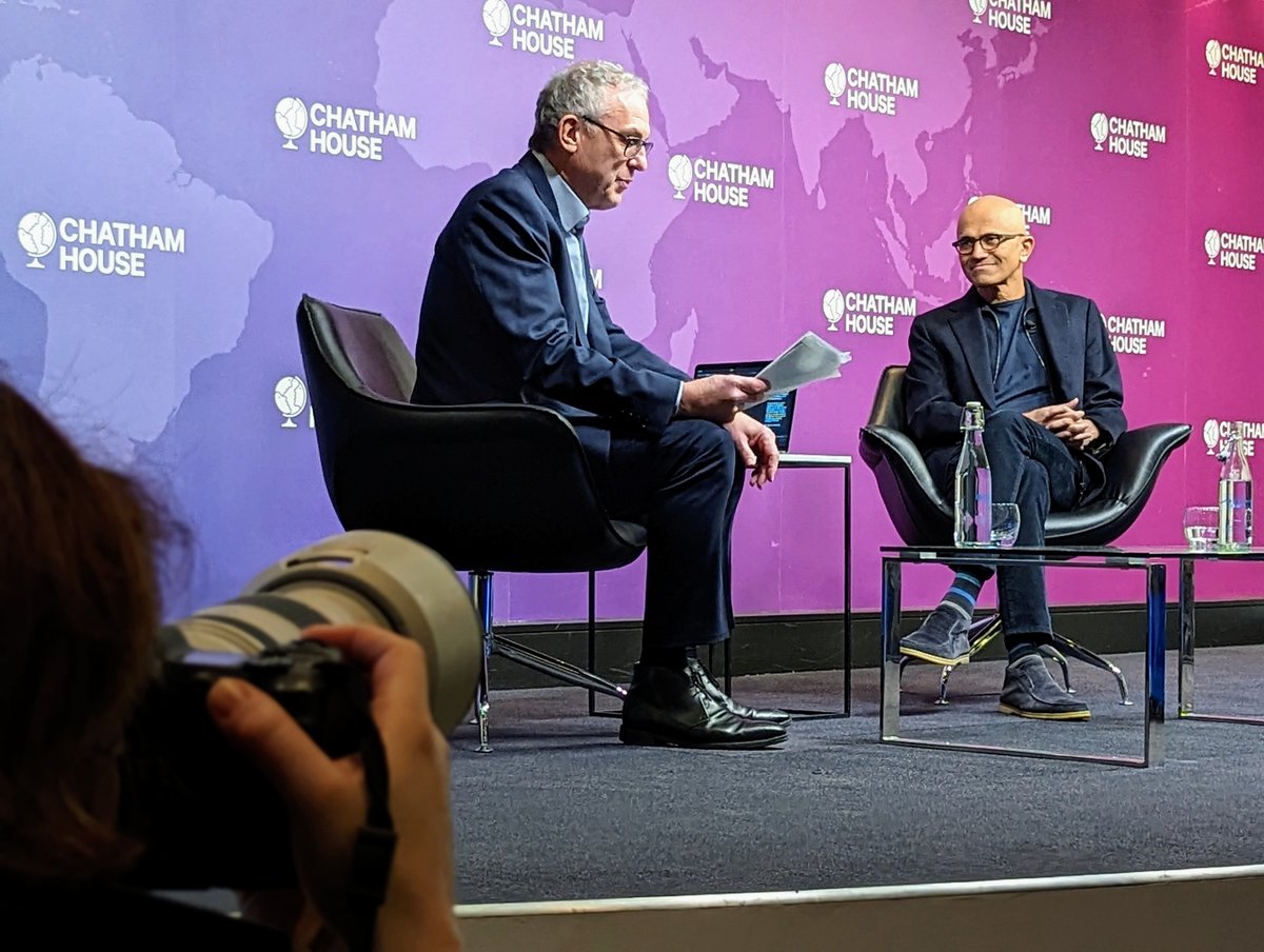 I asked Microsoft CEO Satya Nadella what commitments he would make to human editorial oversight of Start and msn. 

He said he was creating tools for journalists and later added that the news industry should be welcoming AI.

Read more: latika.me/MicrosoftAI

#CHEvents