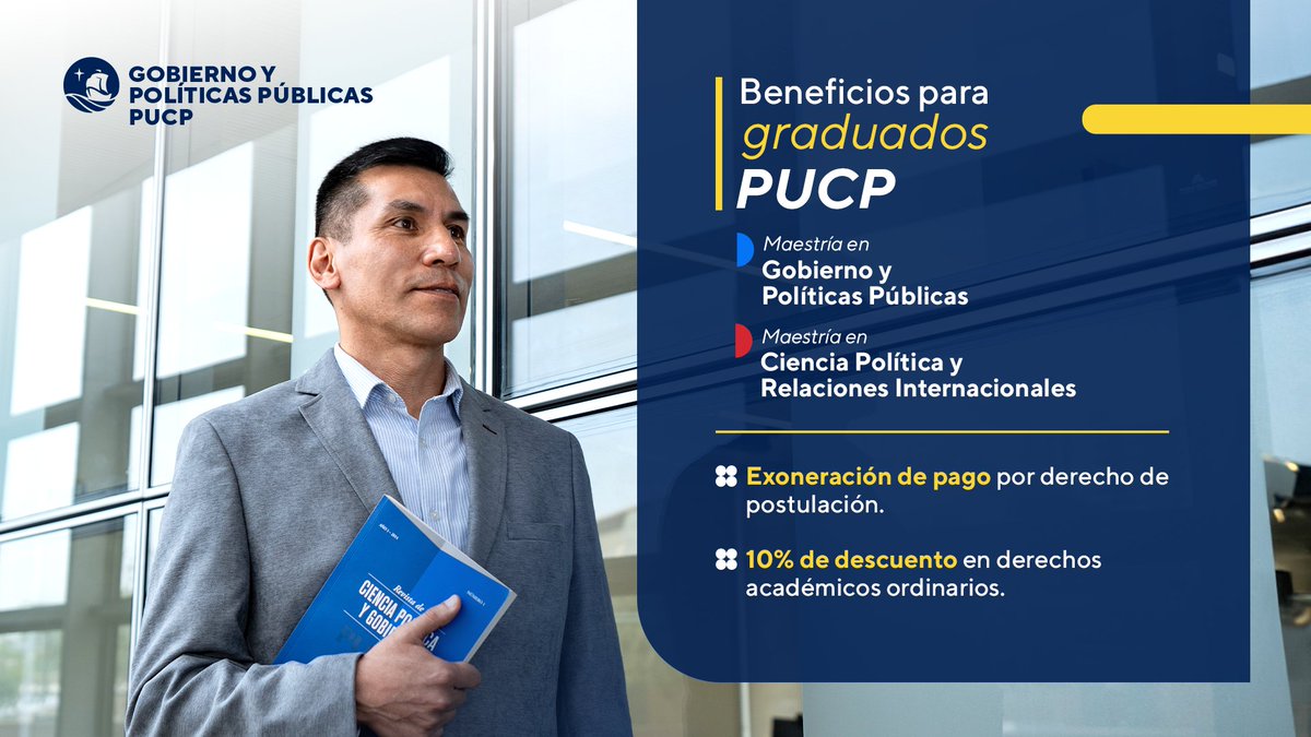 egobiernopucp's tweet photo. 🎓 ¡Sé parte de nuestras maestrías en la Escuela de Gobierno PUCP! 💡

📝 Consulta sobre todos nuestros beneficios:
▪️ Maestría en Gobierno y Políticas Públicas: https://t.co/VepvIQEe6A
▪️ Maestría en Ciencia Política y Relaciones Internacionales: https://t.co/MtwT1ctFIc https://t.co/zuesYmzNVr