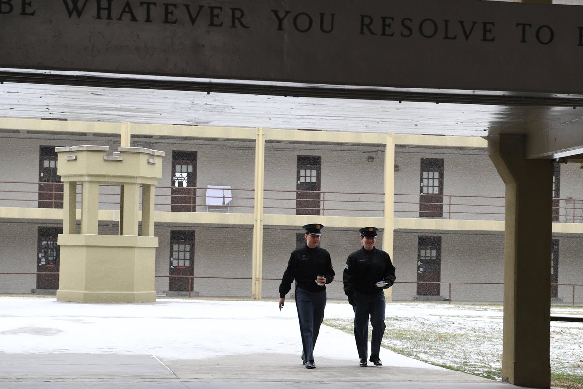 VMI1839's tweet photo. Snow just swooped into VMI, giving the cadets the coolest welcome! ❄️ Classes kick off tomorrow – get ready for a semester full of chill and thrill! ❄️📚 #SnowyStart #BackToBooks #FrostyKeydets" https://t.co/8oFZmxmOO3