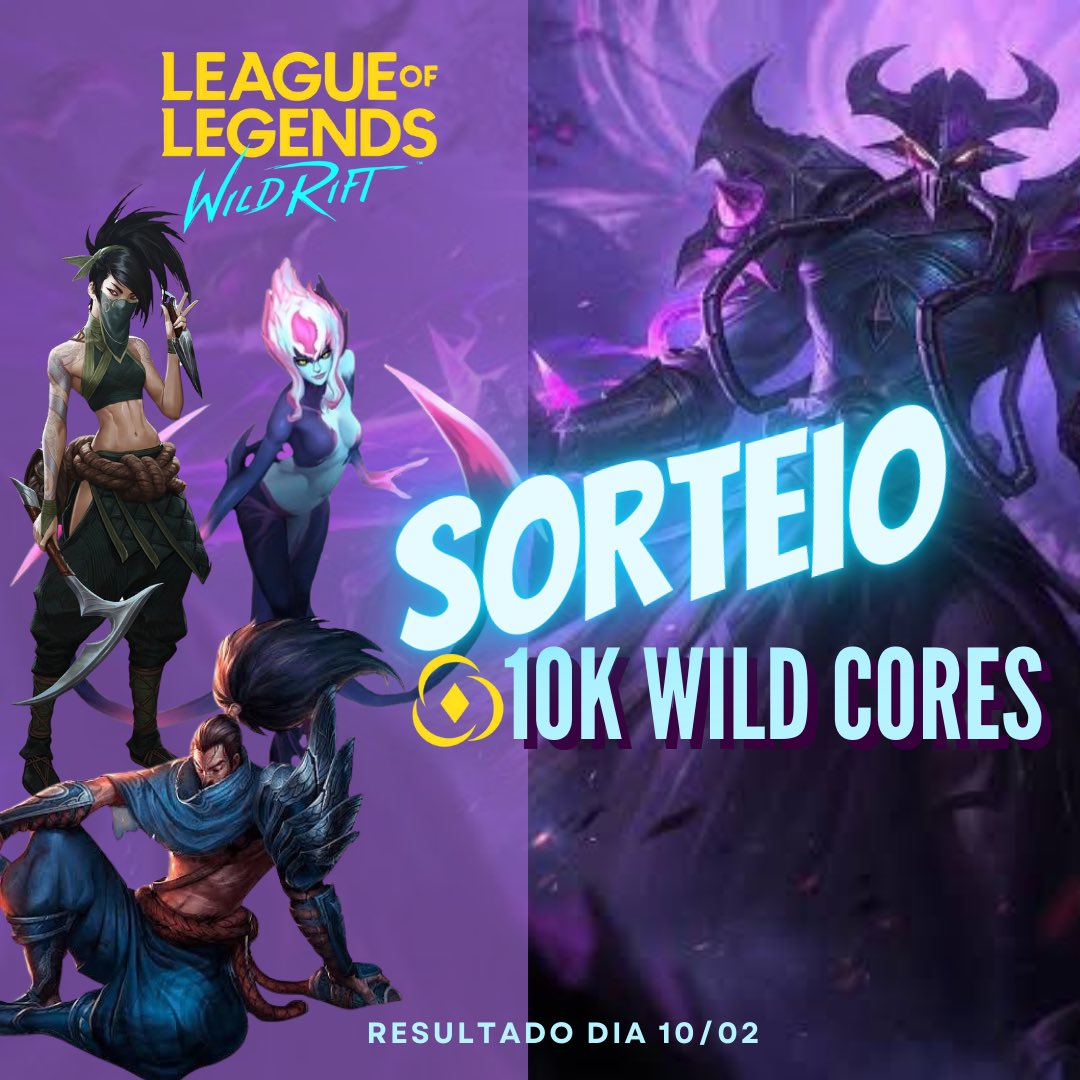 LorhaanWR's tweet photo. SORTEIO DE 10K WILD CORES - 10/02

➡️ Dar ❤️ &amp; 🔁 nesse TWEET
➡️ Marque 1 amigo abaixo 
➡️ Estar seguindo @LorhaanWR &amp; @Akalista2 &amp; @TailsYu &amp; @Notamp3 

⚠️ Como participar: Entrar no chat da twitch do Lorhaan e digitar !sorteio
💬 https://t.co/neaIMvVEKJ https://t.co/EYzv1mg7ia