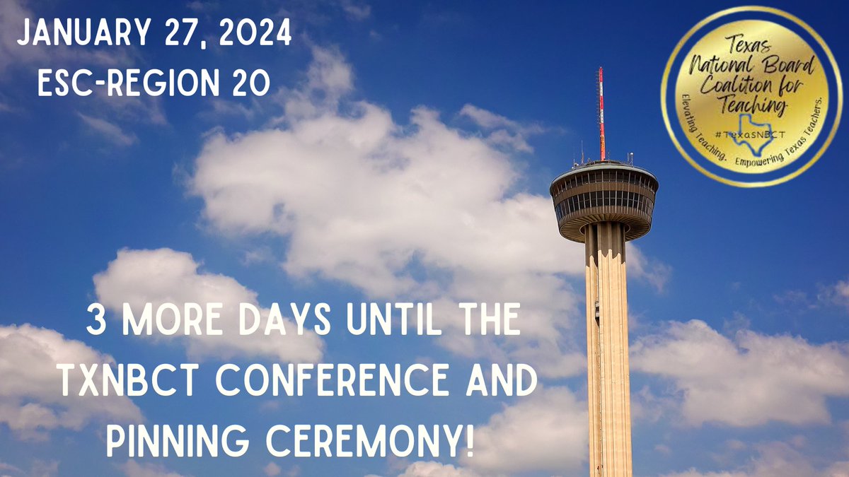 We can’t wait to see you there! 3 more days until we gather to learn and celebrate! Register today!  txnbct.wildapricot.org
#texasteaching #Accomplishedteaching @nbpts @TexasNBCT @ESCRegion20
