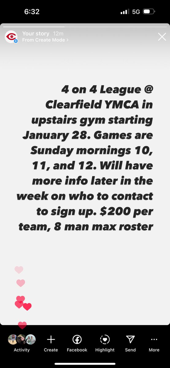 League starting January 28 in upstairs gym at Clearfield Y. 4 on 4. More details to come later this week.

***The Y is in charge and not <a href="/tippy_12/">Himmy Carter</a> so contact them for anything league related***