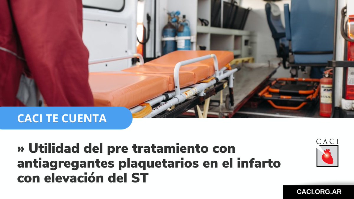 CACIarg's tweet photo. Utilidad del pre tratamiento con antiagregantes plaquetarios en el infarto con elevación del ST, por el Dr. @CMGarmendia
🔗 Léalo: https://t.co/Ow8Jv6veQ1
#IAM #revascularización #PCI #ATC #Bern #iP2Y12 #antiagregación #plaquetas #stent #trombosis #STEMI #IAMCEST #clopidogrel https://t.co/N8N70DmD7h