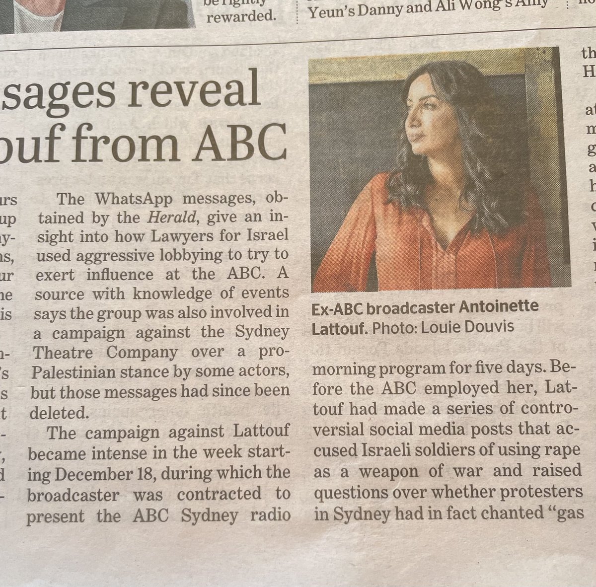 MaryKostakidis's tweet photo. BREAKING:
Despite protestations it was “bullshit”, leaked messages reveal @antoinette_news was sacked after a coordinated campaign and a legal threat to sue the ABC, for her views on Israel. Her Fair Work Commission hearing is on Jan 18. https://t.co/qEezcIh2MN
