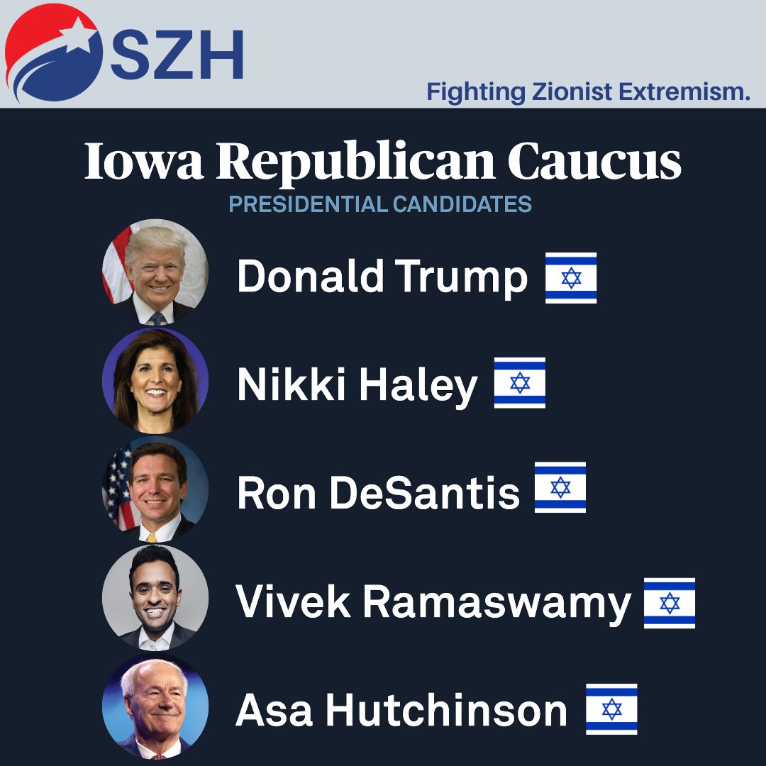 AIPAction's tweet photo. The American people don't have a single non-Zionist to vote for on the Iowa ballot tonight.

When will American politicians put American interests first? https://t.co/BICZunvvPx