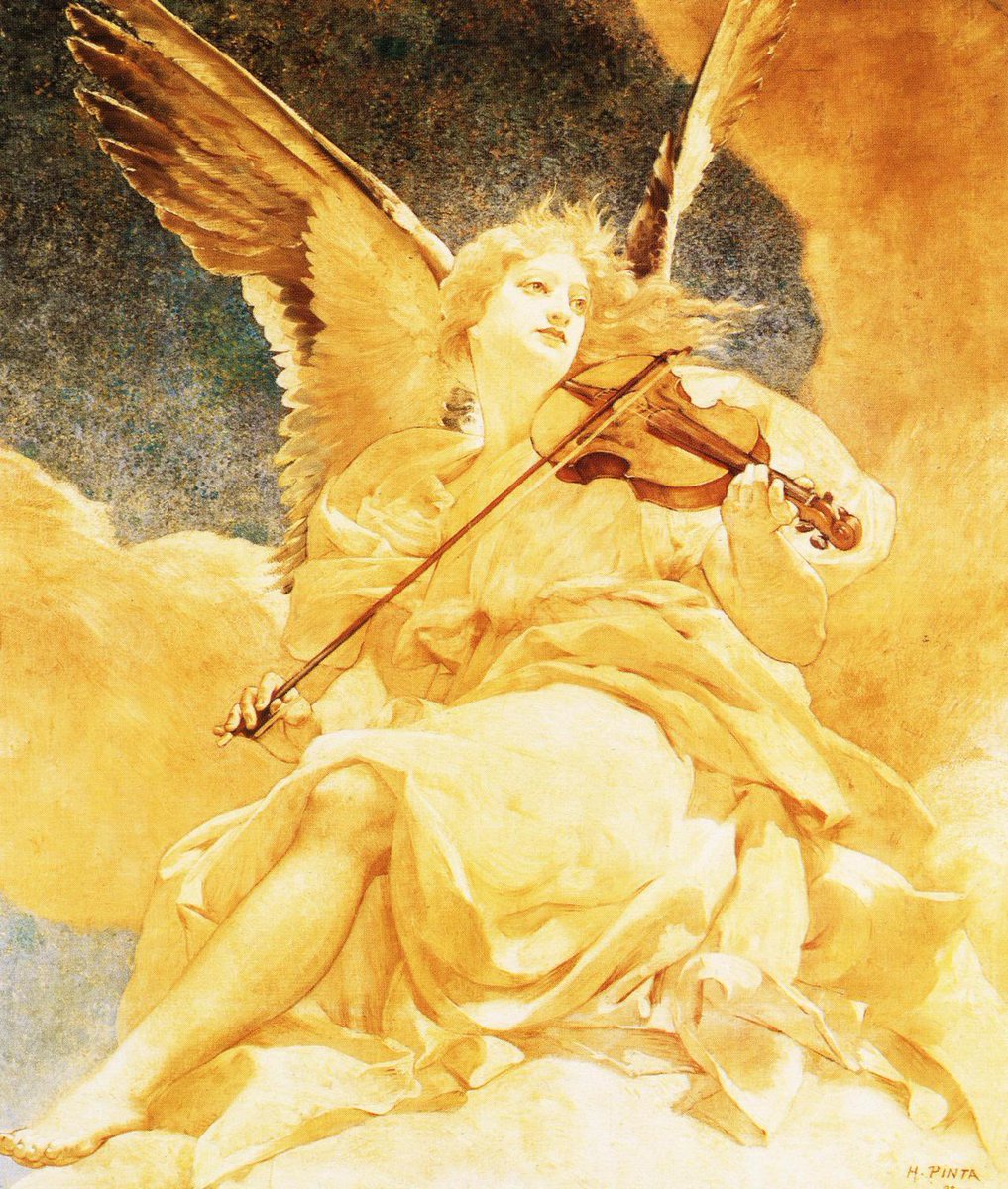 xe0_xeo's tweet photo. Artwork by French Painter Henri Pinta titled "L’ange musicien" (1892) https://t.co/hoD9CH8Jar