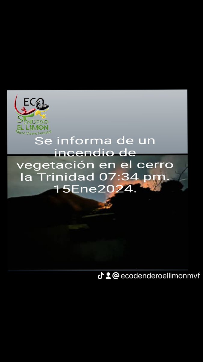 A la hora 07:34 pm. Está en desarrollo un incendio de vegetación en la parte posterior del Cerro la la trinidad dicho incendio se originó dentro de la UCV 
Este se originó al finalizar la tarde.