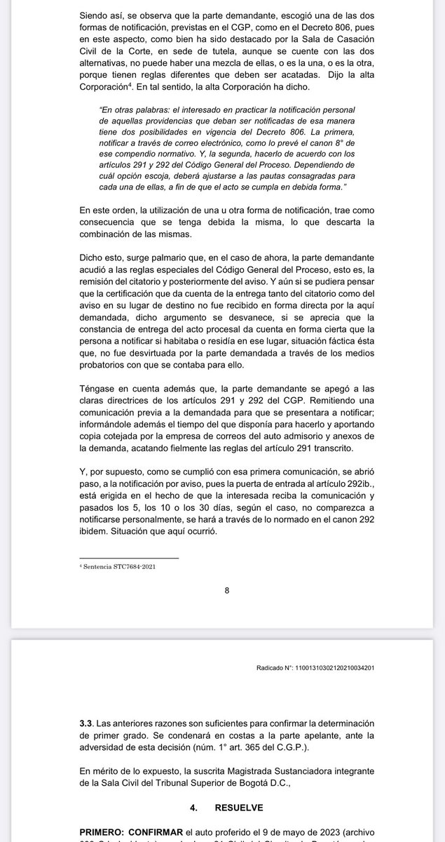 jairoparrac's tweet photo. NOTIFICACIÓN LEY 2213 y CGP.  TSB: No se pueden mezclar las notificaciones del CGP y de la Ley 2213, o es la una, o es la otra, porque tienen reglas diferentes que deben ser acatadas — https://t.co/n1pGspvPta