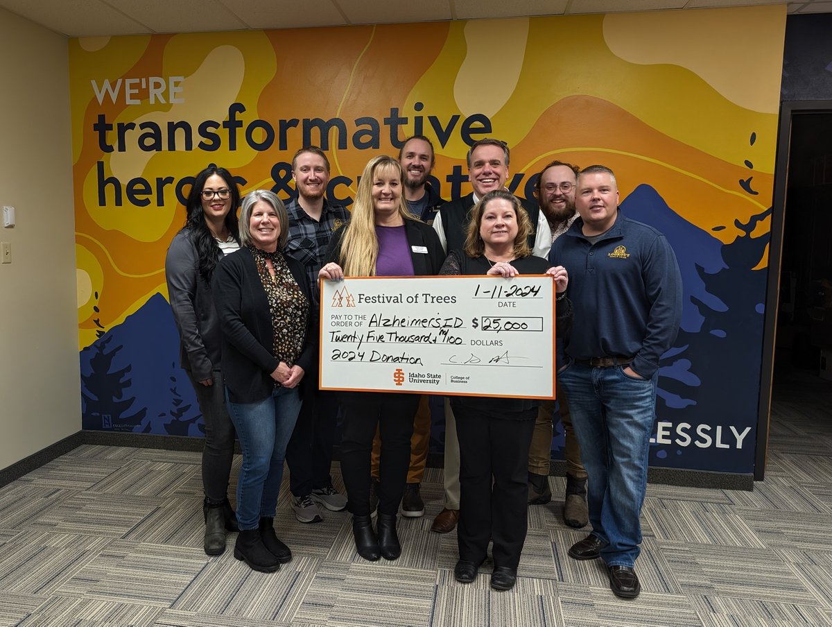 The Festival of Trees was able to give $25,000 to @alzidaho!

Thanks to <a href="/lookoutcu/">Lookout Credit Union</a>, our other sponsors and all attendees. YOU are the ones who made this happen! 💜