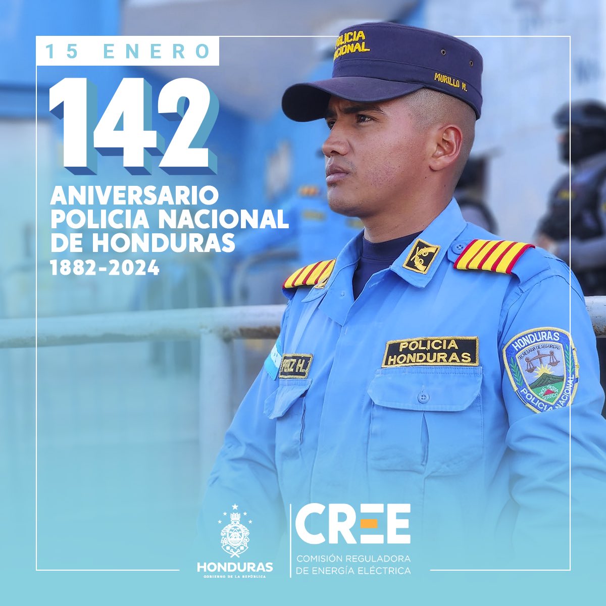 CREE_HONDURAS's tweet photo. En este 142 aniversario de fundación desde la Comisión Reguladora de Energía Eléctrica (CREE), saludamos a los hombres y mujeres valientes que dedican sus vidas a Servir y Proteger al pueblo hondureño. https://t.co/7jbFmivIQp