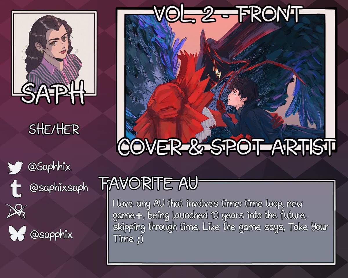 Every Universe, Every Lifetime: Akeshuake AU Zine (@akeshuakeauzine) on Twitter photo And for the front cover of volume 2, we're looking forward to some absolutely stunning art by <a href="/Saphhix/">Saph - making a VN ✨✨</a> ! And for the front cover of volume 2, we're looking forward to some absolutely stunning art by <a href="/Saphhix/">Saph - making a VN ✨✨</a> !