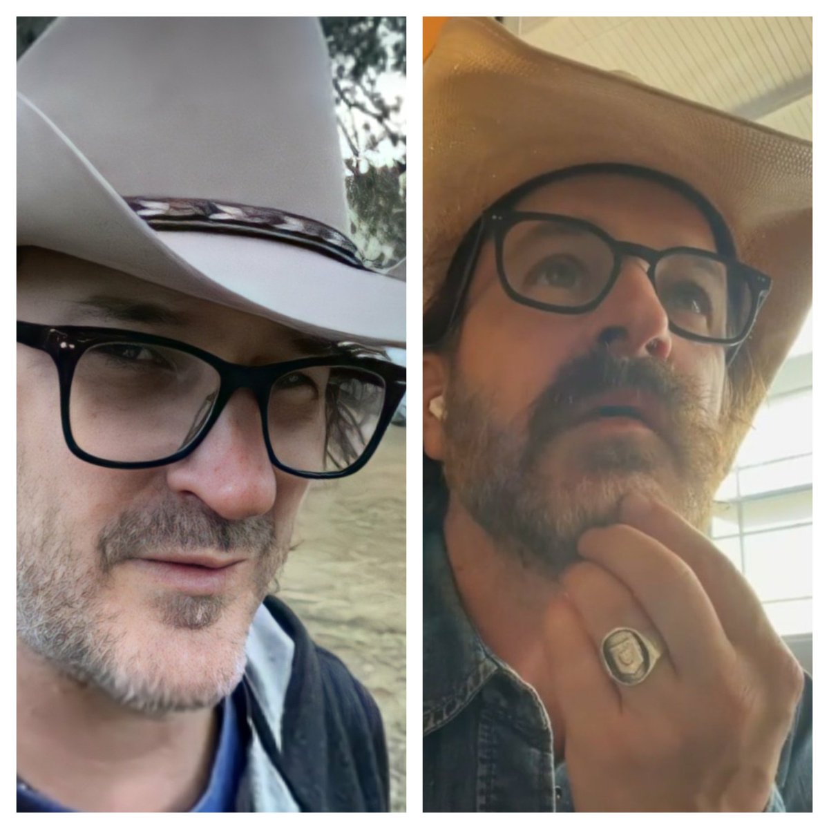 With a 2nd country rock album about to drop, feels only right to share #DickJrAndTheVolunteers' frontman rocking a Western hat or two for #NationalHatDay. On the left is Rich's custom lockdown pick-me-up from Oregon's Pendleton Hat Co. On the right, an Austin thriftstore find.