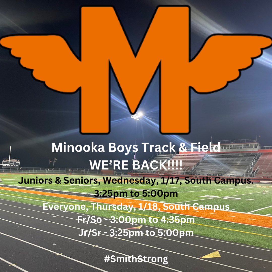 Check runminooka.com to sign up if you haven’t already! If you are in a Winter Sport, join us when your sport concludes. #SmithStrong