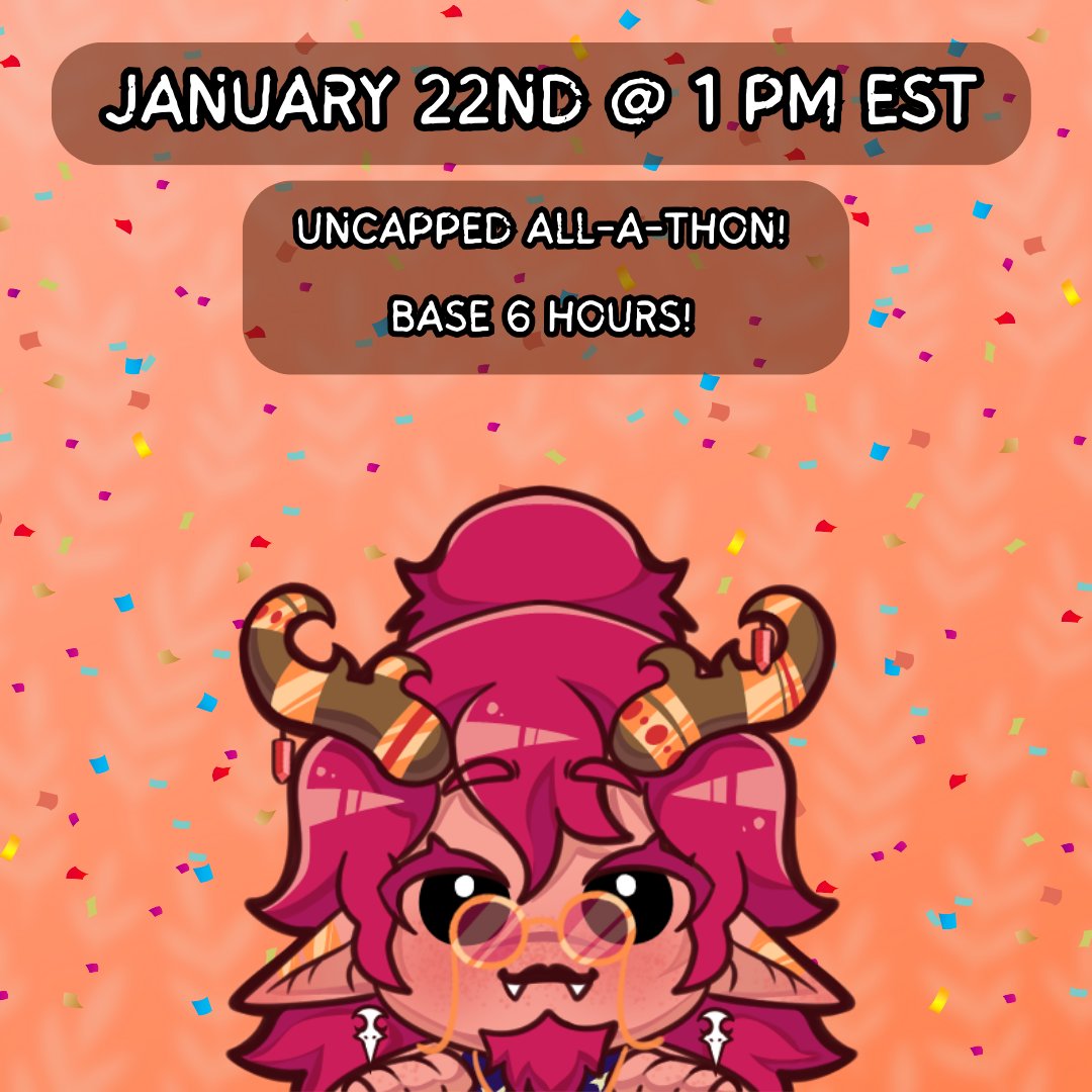 JustJaxper's tweet photo. Exactly 1 week from now is our 2 Year Stream Anniversary!

So we will be hosting an UNCAPPED ALL-A-THON with a base time of 6 HOURS! 

Starting on January 22nd @ 1 PM EST! 
We're going to be hanging out and playing games all day!

I'M SO EXCITED LETS GOOOOO!!! https://t.co/BODkRozNqD