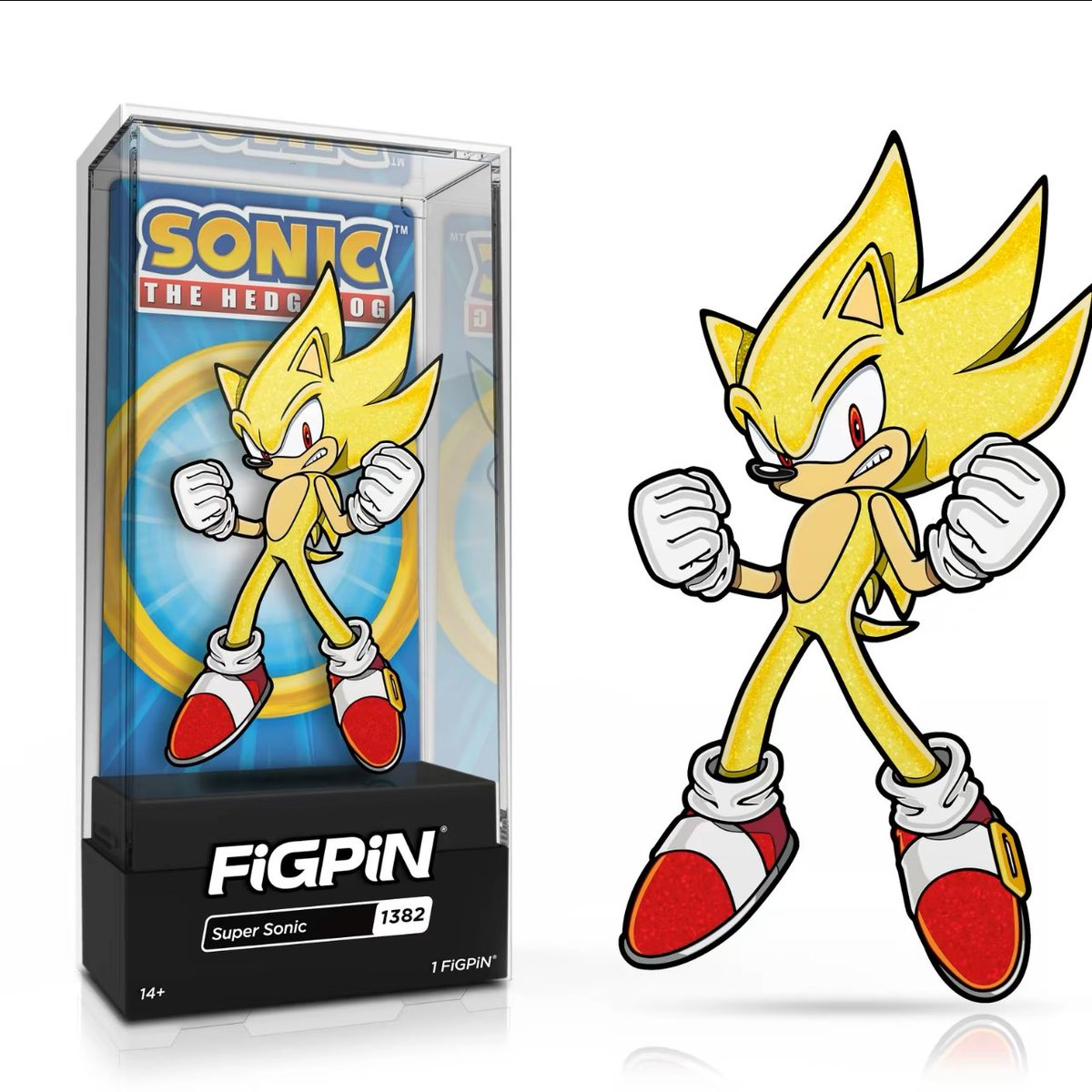 Super Sonic joins the FigPin lineup! There is a Standard version and a Glitter version and both are exclusive to eVend’s TikTok Shop. They retail for $20 each. 

Standard: tiktok.com/t/ZPRcspCGF/
Glitter: tiktok.com/t/ZPRcGNfLD/