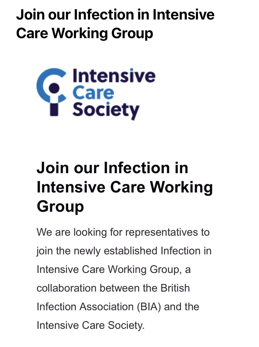 Steve Mathieu (@stevemathieu75) on Twitter photo Exciting collaboration between Intensive Care Society <a href="/ICS_updates/">Intensive Care Society 💙</a>& British Infection Association @biainfection just announced.
Members, please check your email 📥 for details and consider applying to join this important working group 🦠 Exciting collaboration between Intensive Care Society <a href="/ICS_updates/">Intensive Care Society 💙</a>& British Infection Association @biainfection just announced.
Members, please check your email 📥 for details and consider applying to join this important working group 🦠