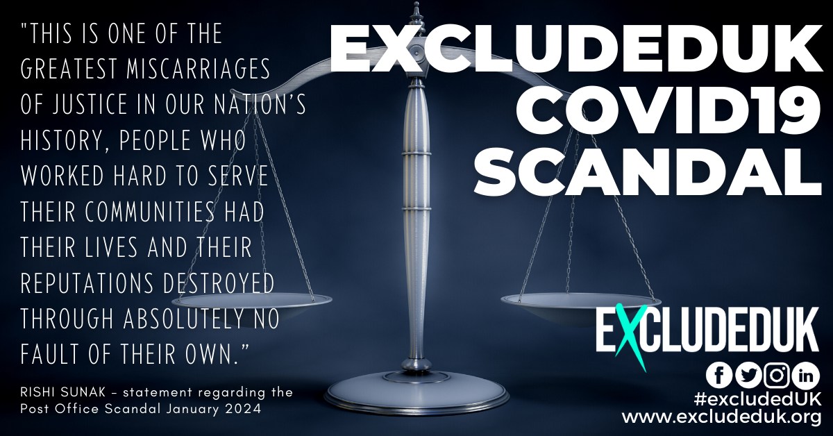 #ExcludedUK SCANDAL greater than the Post Office Thank you to @susannareid100  for the mention  - your turn @itvnews @BBC 
🫣Ignored by the government 
😭 35 Suicides
😩 Loss and Despair to over 3 x million taxpayers
🤷‍♂️ What is the difference ?
#relentless
#wearenotgoingaway