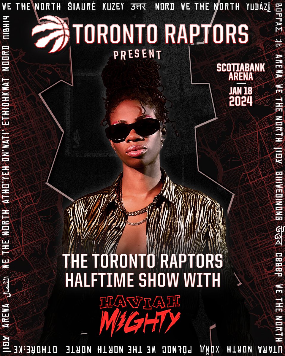 Super excited to announce that I’ll be rocking the halftime show for the <a href="/Raptors/">Toronto Raptors</a> vs. <a href="/chicagobulls/">Chicago Bulls</a> game on Thursday January 18th! Presented by <a href="/SIRIUSXM/">SiriusXM</a> 

Grab ya tickets and come vibe wit me🤞🏾

#torontoraptors #raptors #chicagobulls #siriusxm #haviahmighty #raptorsnation