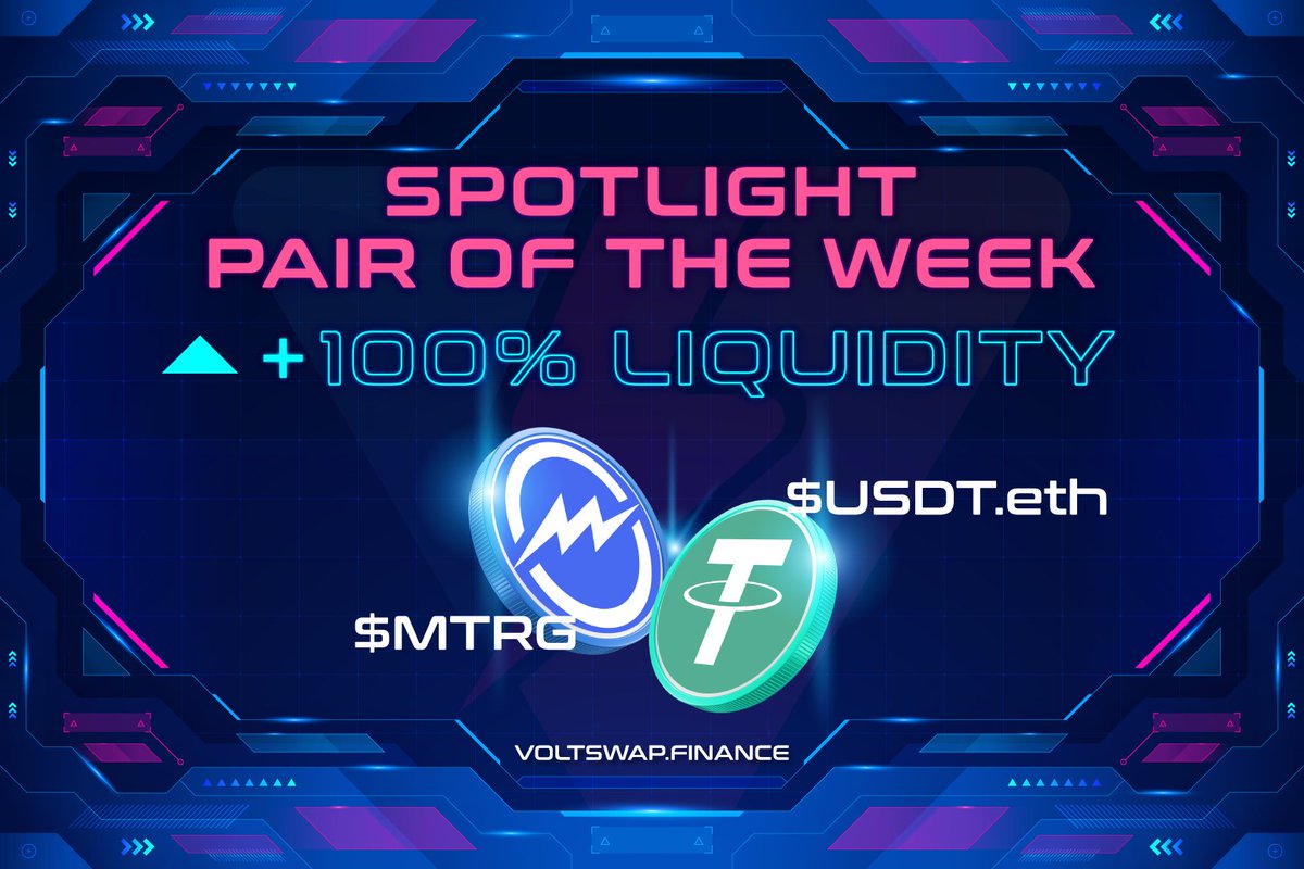 VoltSwapFinance's tweet photo. π Big update! $MTRG - $USDT.eth liquidity on #VoltSwap has surged by 100% in one week, jumping from $25k to $50k! π₯
π This surge reflects enhanced market depth & trading opportunities.
πExplore this pair now & experience seamless trading: https://t.co/y2YJ7wqb2q
$VOLT #DEX https://t.co/2hP6BlSgmm