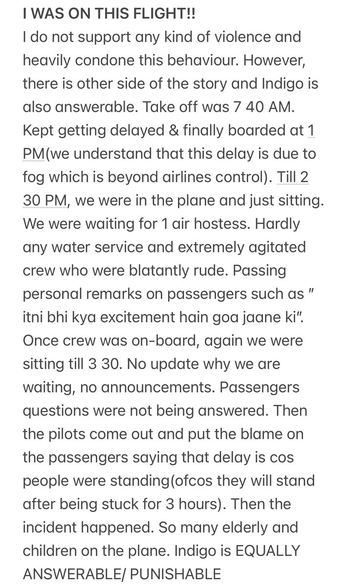 sameer00962's tweet photo. @timesofindia I WAS ON THIS FLIGHT. INDIGO IS ALSO ANSWERABLE. I CONDONE ANY KIND OF VIOLENCE. READ BELOW FOR THE COMPLETE STORY!! https://t.co/1R4qE0tSG9