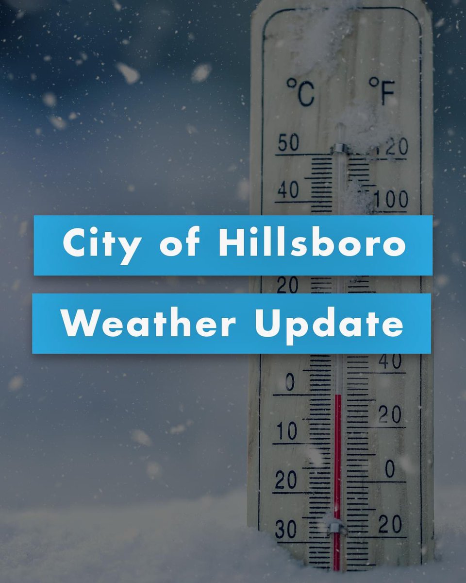 CityofHillsboro's tweet photo. All City of Hillsboro facilities are closed Monday &amp; Tuesday due to severe weather conditions. 

See the latest updates at
https://t.co/MI7dfirwe1

A daytime warming center is open Monday, 10 am to 6 pm at the Community Senior Center.

No turn-away cold weather shelters open too https://t.co/6KNwGj5CNU