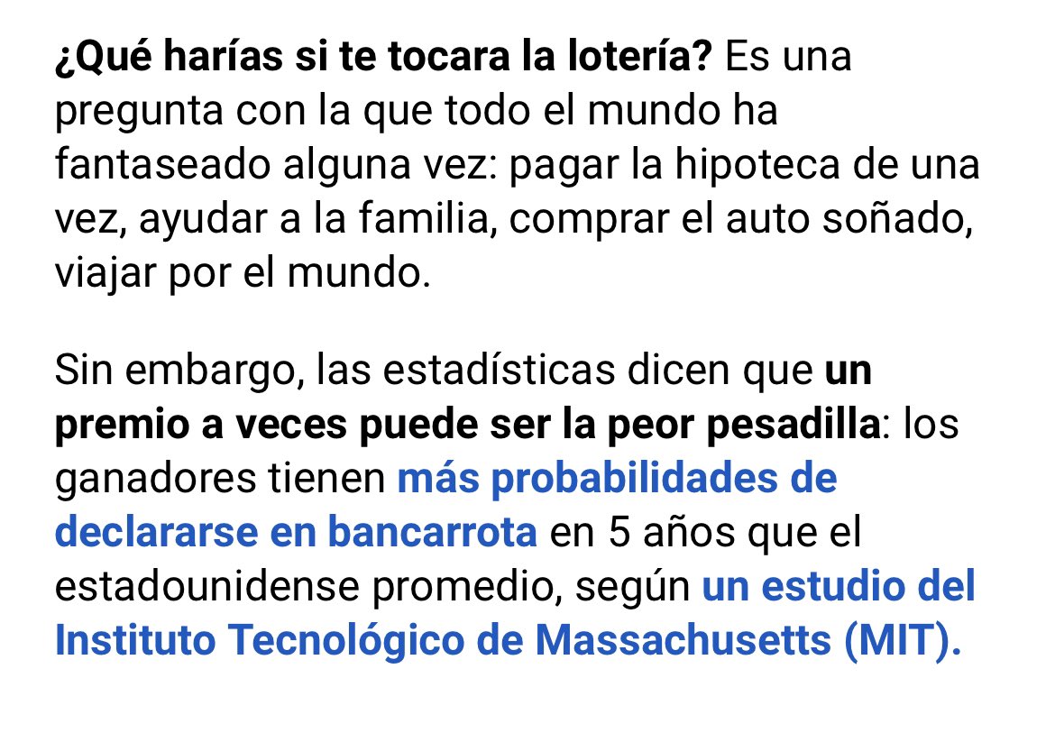 DoctorRenny's tweet photo. #Reflexiones 
MENOS ENVIDIA
👇🏼👇🏼👇🏼👇🏼👇🏼👇🏼👇🏼

Creo que muchas personas tienen una idea distorsionada acerca del tema de la “igualdad”. No les importa tanto lo que ellos hacen, logran o tienen, pues se dedican a calibrar y juzgar lo que logran, ganan o tienen los demás. A simple vista parece una visión de justicia pero no lo es, porque lo real es que la naturaleza es diversa y una tortuga jamás podría competir con un mono en una carrera para subir árboles. 
.
“No todo es para todos en todo momento” decía Menelao. No todos somos buenos en todo. No todos están en la misma situación se vida. Hay gente más experimentada, más trabajadora y más estudiosa. Gente que se sacrifica más y se esfuerza más. 

Y aunque admiramos las evidentes desigualdades y  pongamos a muchos en la situación de gozar de posibilidades similares, te encontrarás pronto en un problema, porque la mayoría no tiene la preparación, la determinación y la tenacidad para lograr ciertas metas. Preparar a una sociedad para el éxito demanda educación, ejemplo y una política constante de reforzamiento de las conductas deseables. 

Algunos estudios sobre inteligencia, señalan que las mediciones de inteligencia siguen una distribución normal (“campana de Gauss”). La mayor parte de la gente (el 68,23%) tiene una inteligencia normal con un valor de IQ entre 85 y 115 (la media del valor de IQ es de 100). El 13,6 % es muy inteligente con valores de IQ entre 115 y 130. Y solo un pequeño porcentaje de 2,3 %, disfruta de una inteligencia extraordinaria con un IQ mayor de 130. Las personas menos inteligentes el 13,6% de la población tiene baja inteligencia, mientras que el 2,3% presenta una discapacidad intelectual severa.

Pero la riqueza no sigue esa proporción, pues hay muchas variables a la hora de poner en acción lo que se se sabe, en un mundo competido, exigente y cambiante. Un dato: Gary Becker Premio Nobel de Economía, demostró estadísticamente que quienes  tienen formación profesional especializada ganan más que el promedio que no ha estudiado. Pero titularse o dominar una materia no garantiza éxito sostenido en ese rubro. 

Varios estudios revelan que de los que han ganado fortunas en loterías al menos un 70% han perdido el dinero. . Una investigación de las universidades de Kentucky, Pittsburg y Vanderbilt descubrió que quienes se embolsaron entre 50.000 y 150.000 dólares con los juegos de azar terminaban arruinados en un plazo de entre 3 y 5 años.

Hay que ayudar, si. Es obligarte y  justo. Pero eso no cambia una verdad: la igualdad no puede decretarse. Los mejores resultados dependen de diversos factores que incluyen lo genético, la sociocultural y algo vinculado con la voluntad personal que no es reducible fácilmente a predicciones numéricas. 

Por eso digo que es necesario romper el mapa trillado por el cual lo que a uno le falta es porque otro se lo ha ganado. No es tan simple. Cuando un atleta gana la medalla de oro no es porque le haya quitado nada al que ganó la de bronce. Cuando un alumno saca 20 no es porque le haya quitado nota a los demás. 

Claro que hay espacios como la política y los negocios donde es fácil que ocurran  componendas, trampas o ilegalidades. No lo ignoro pero no me refiero a eso. Más allá del rédito que brinda la idea de  “yo soy el bueno fracasado y el otro es el malo exitoso,” hay gente pagando el precio para tener éxito.  Es necesario ver un poco más allá para entender el sistema egocéntrico que patrocina la envidia. 

En Nairobi, Kenia un adolescente veía que el ganado  era devorado por leones cada noche. Nadie había podido resolverlo ni saliendo a cazar a los felinos invasores. Este joven, Richard Turere, colocó focos que se movían de un lado a otro y los leones no regresaron. Un niño logró lo que otros, incluso adultos, no habían logrado. Fueron su intelecto, agudeza y creatividad las claves de la solución. 

Esto va largo. 😀
Menos envidia y mas Turere. 
Seguiremos hablando de esto otro día.

https://t.co/iaiXh2fHoH