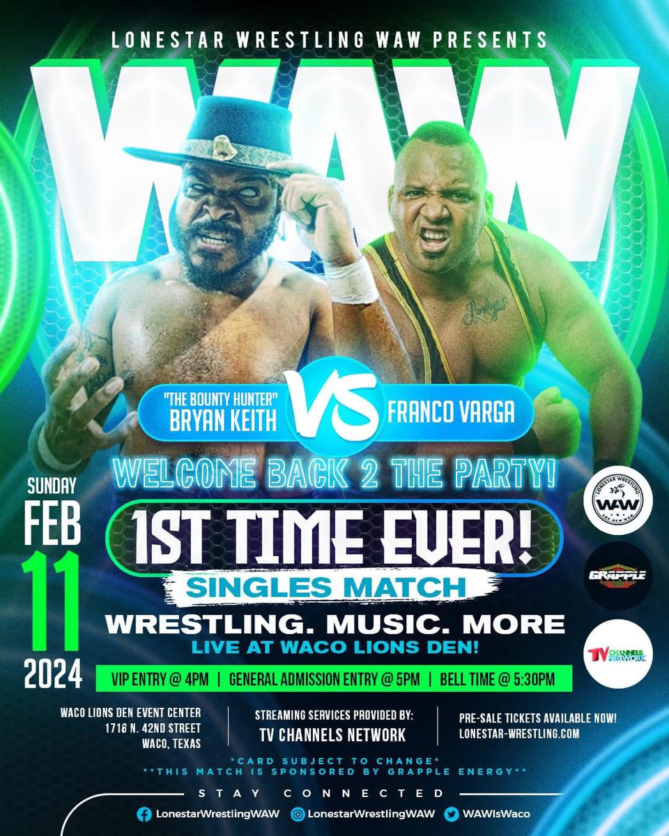 Feb 11th in Waco TX with @WAWIsWaco Taking on someone I’ve heard alot about lately @bountykeith #Wrestling