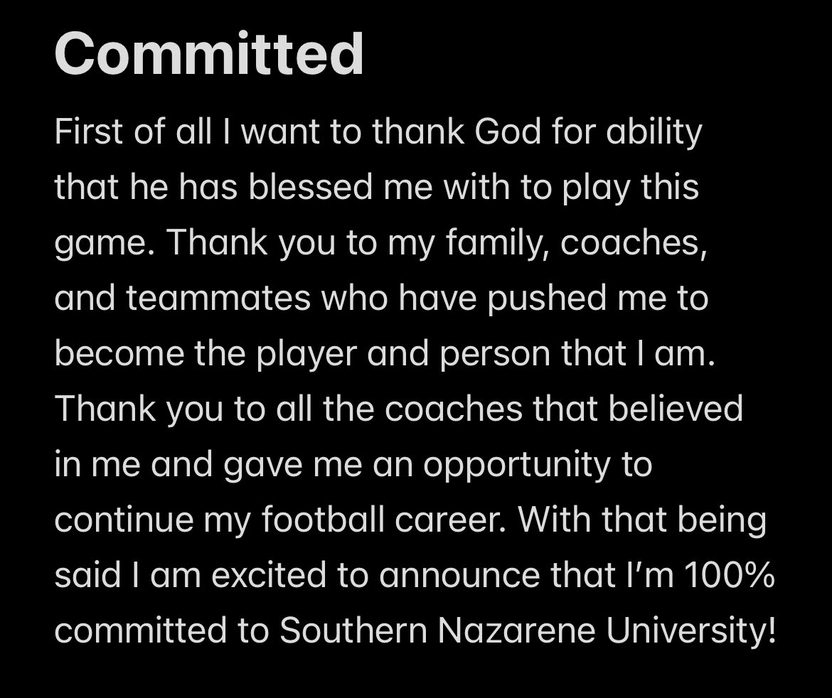 Committed! #BoltsUp ⚡️
<a href="/Coach_Indy/">Indy Siehndel</a> <a href="/SNUFootball/">SNU Football</a>