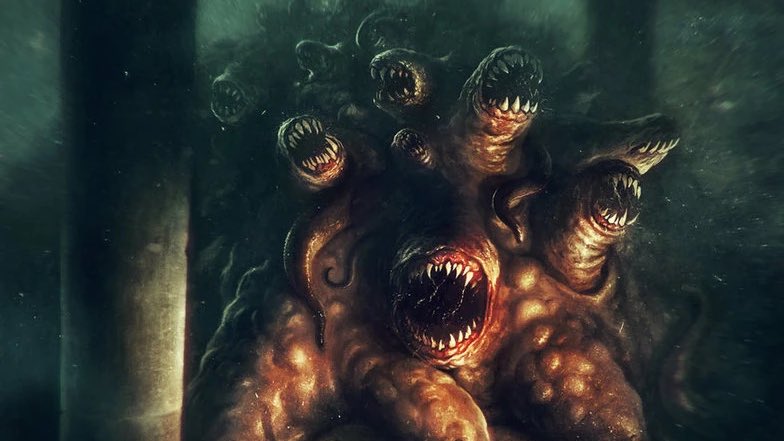 Scottyemo's tweet photo. Carmen’s tweet tomorrow be like “Alright, I’ve managed to escape Tennessee but I’ve somehow ended up in the inescapable maw of the Elder God known as Ghatanothoa. Oh well, this is just the price we pay for wrestling! #AlwaysKeepWorking #Blessed” https://t.co/bpPcwmsBfd