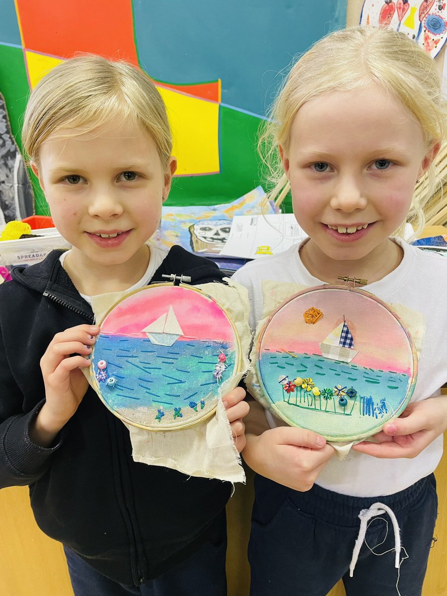 shapenortharts's tweet photo. We’re so lucky to be part of the Take 2, Arts Council Collection pilot study.Round the Island Races, by Alfred Reginald Thomson is on loan to us from the Arts Council Collection. Our Yr3 response to the piece is through paint &amp; stitch on calico🪡thread, knot, embroider, design 🧵 https://t.co/Hh46ZuHFuG