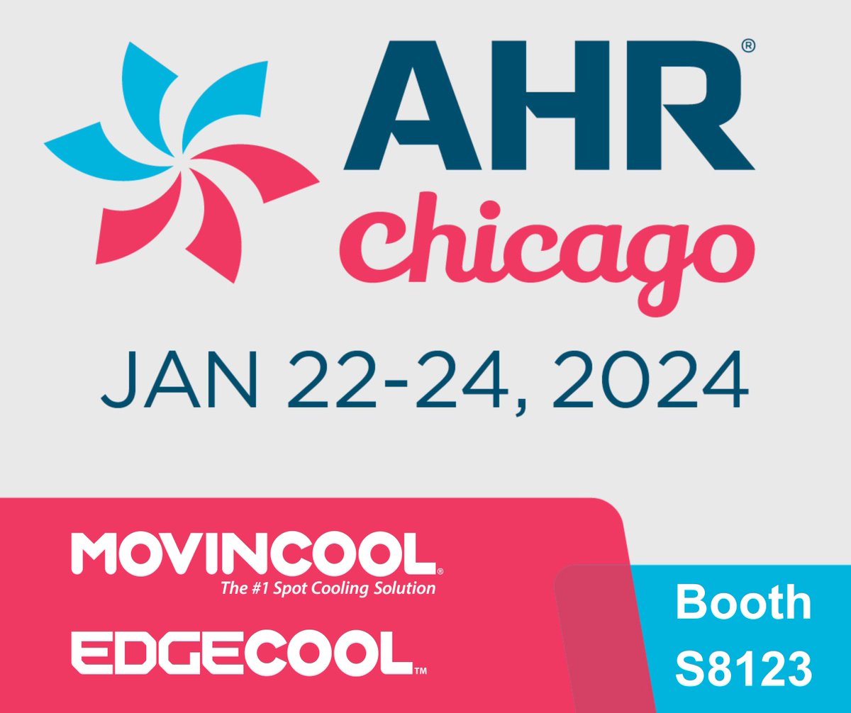 MovinCool's tweet photo. We are just 1 week away from AHR in Chicago! Will we see you there? Stop by the MovinCool and EdgeCool booth  S8123nd see the latest technology in portable AC and IT server in-rack cooling. #AHR #ClimatePro #DENSO #EdgeCool https://t.co/Ja0ofZ0Fzd https://t.co/JfJ15Y2U9j