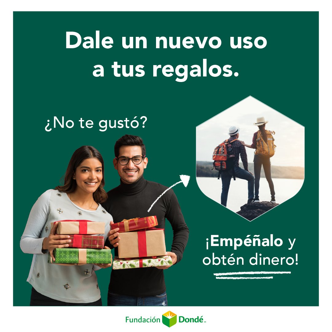 dondeempenos's tweet photo. ¡Dale un nuevo significado a tus regalos✨ Empeña con #FundaciónDondé🔰 y transformalos en oportunidades. ¡Recibe un 10% extra en empeños de joyas y un 20% extra en empeños de electrónicos!💍🔌 https://t.co/Xr6Hq8gk7Q