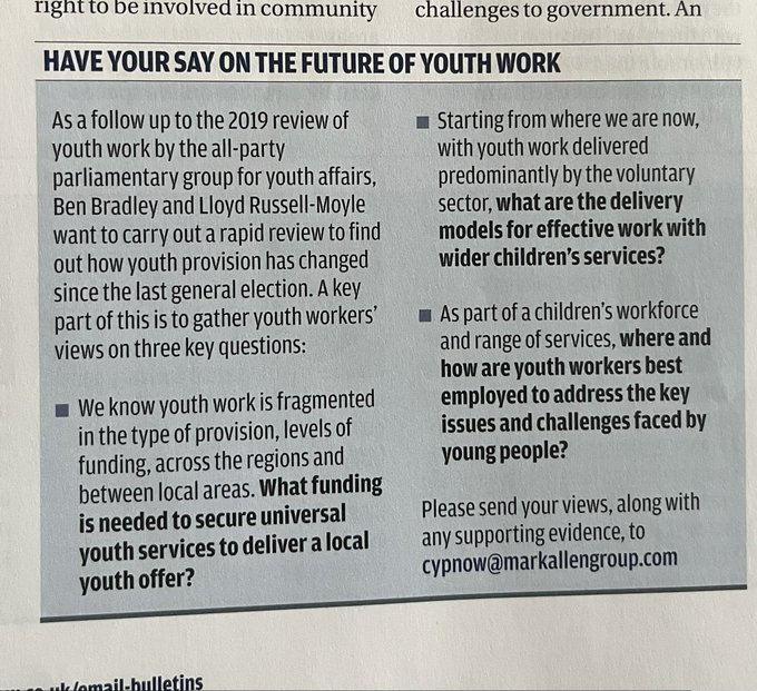 CYPWUnite's tweet photo. @lloyd_rm was involved in a massive effort back in 2018 when he spoke to a Bill in Parliament seeking to introduce a statutory youth service to enhance open access provision and secure resourcing for this essential work. Since then the situation has got far graver. #youthwork https://t.co/8VkPDvwe0X