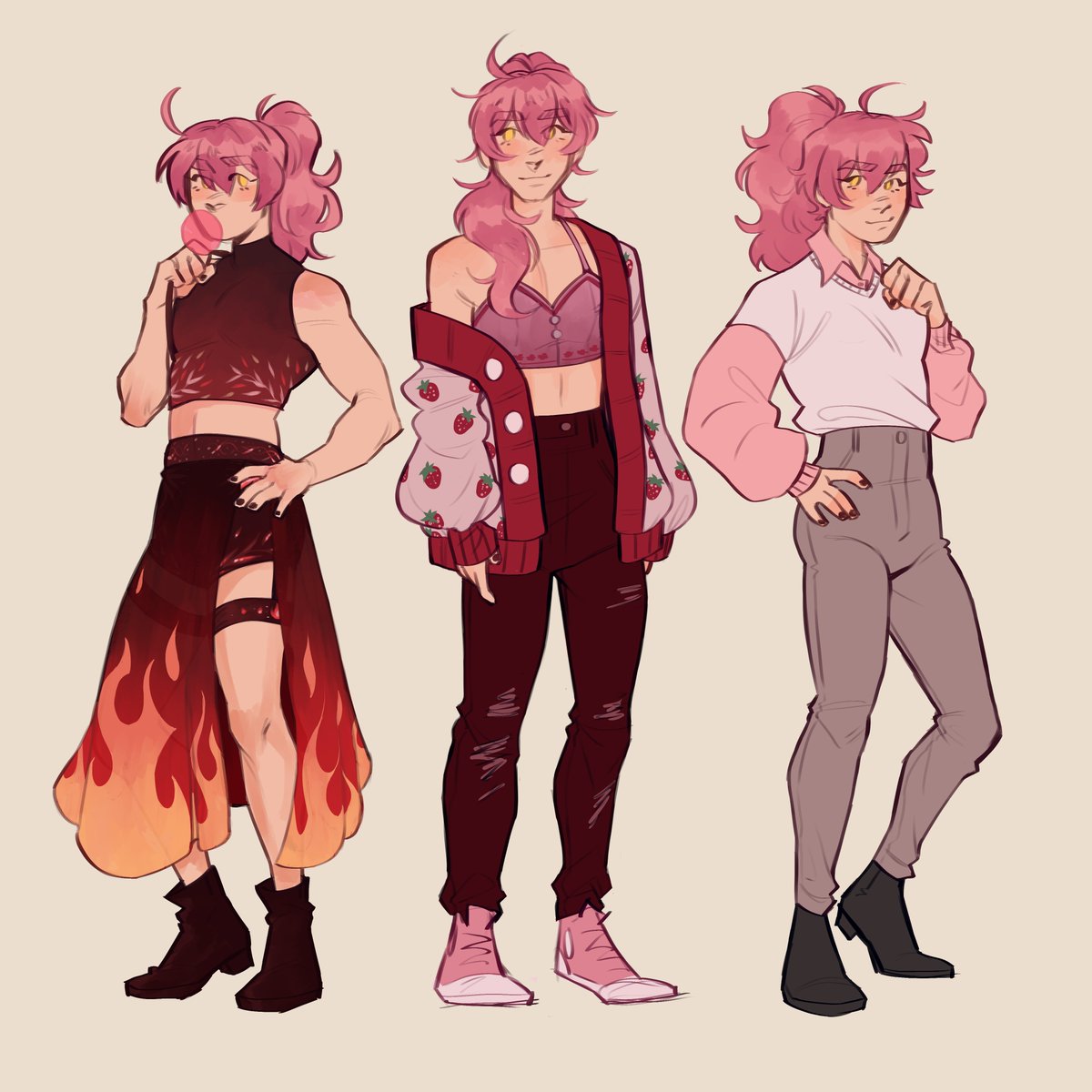 some outfit doodles of my oc yang xi