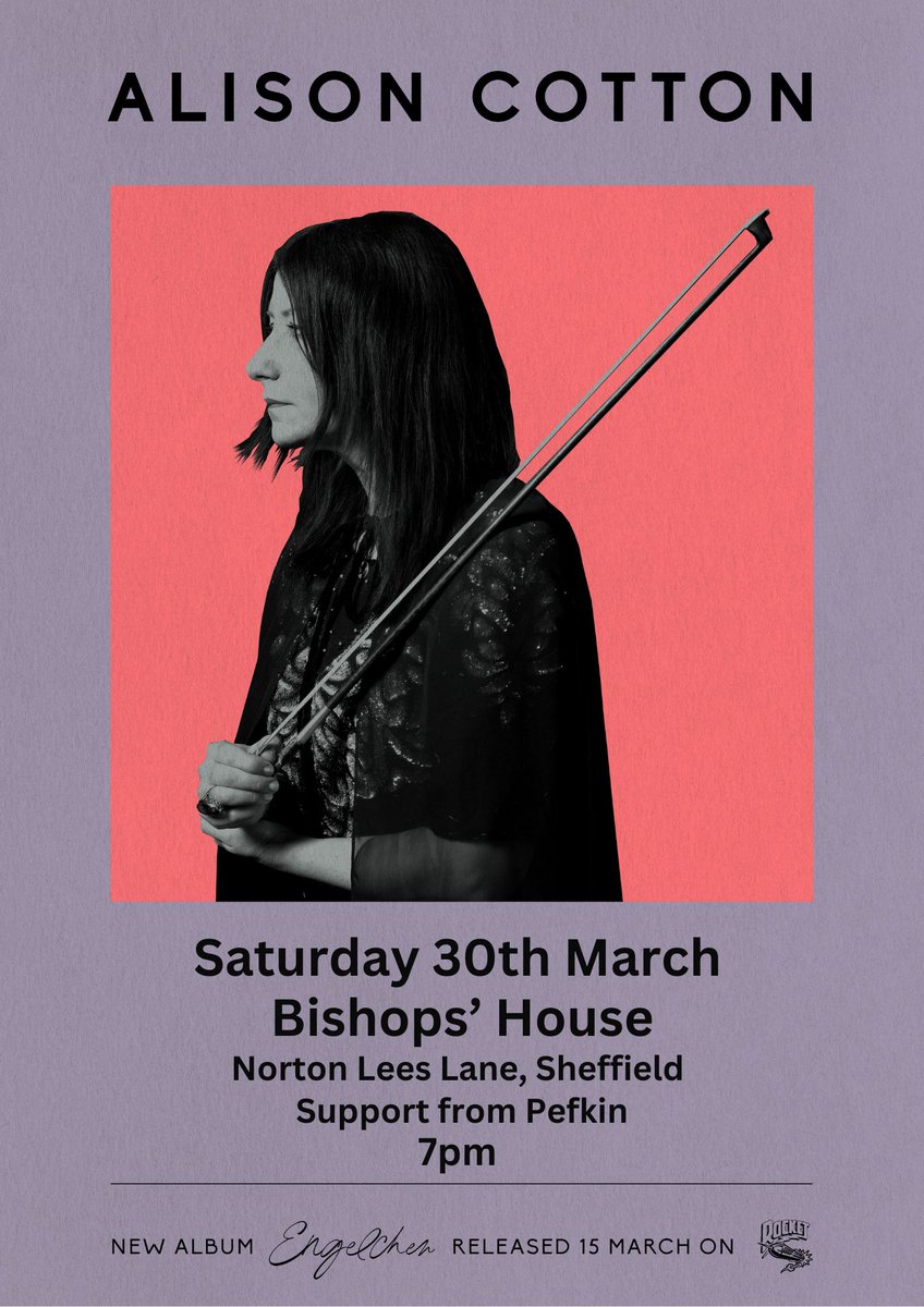 Announcing Alison Cotton's return to Bishops' House, Sheffield. She's played twice before and hearing her wonderful music beneath the Tudor beams in such a small space is an incredible experience. She will be accompanied by Chloe Herington from Valve. I will be supporting.