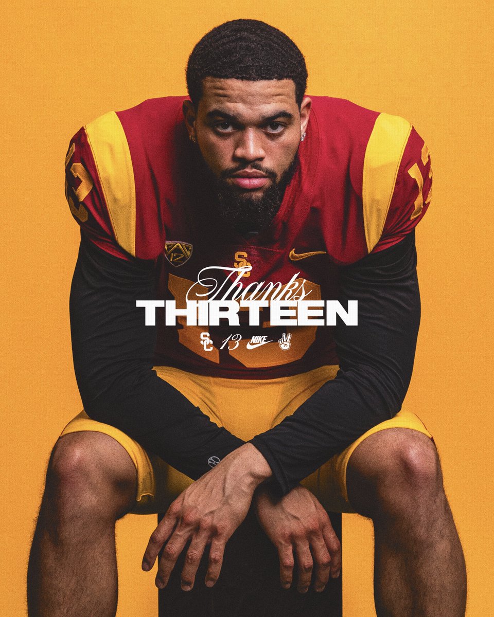 uscfb's tweet photo. One of one and like no other. 

Thanks for everything 13. ✌️

@CALEBcsw 🔜 @NFL https://t.co/xcpUBN9YQI