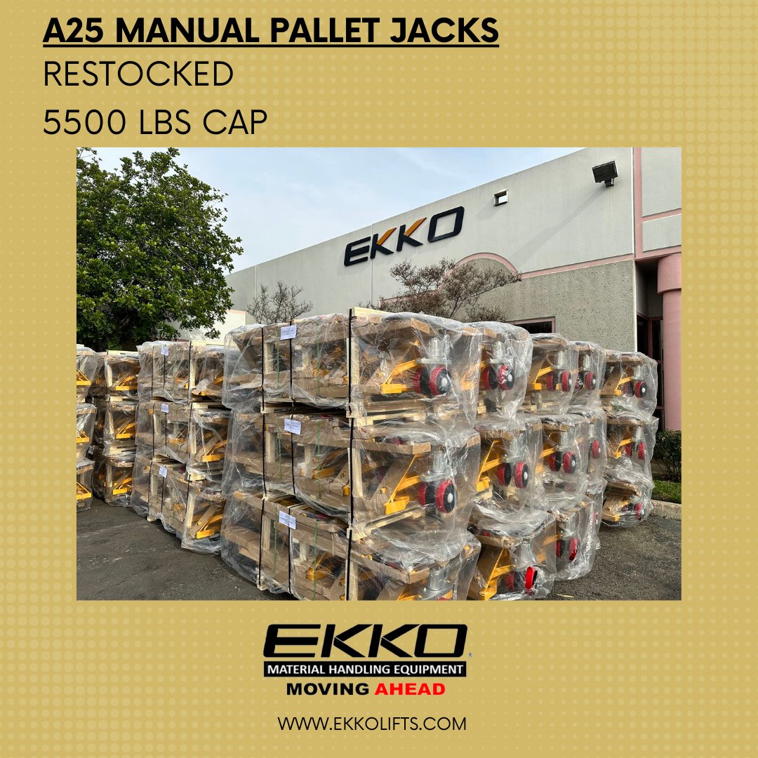 GNTLifts's tweet image. From big to small... We've got it all!
Manual Pallet Jacks are in stock. 
#askmeaboutit
jamie@ekkolifts.com
ekkolifts.com
#ekko #ekkolifts #liftequipment #materialhandling #sale #newyearsale #manualjacks