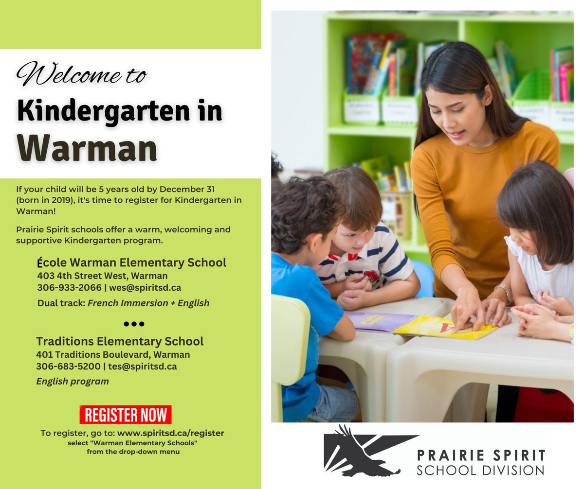 Kindergarten registration open for September 2024. <a href="/CityofWarman/">City of Warman</a>