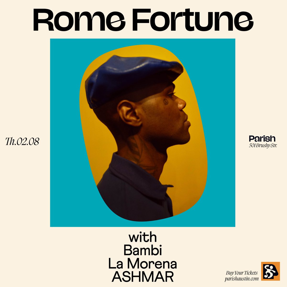 theeebambi2's tweet photo. doing an opening DJ set for Rome Fortune in Austin on Thurs  Feb 8th! the show is at 9pm at Parish!

the opening lineup features:

Bambi
La Morena
ASHMAR 

tickets on sale here for $15 🎟️ https://t.co/32cx38pyDK https://t.co/5OanqR9Ocy