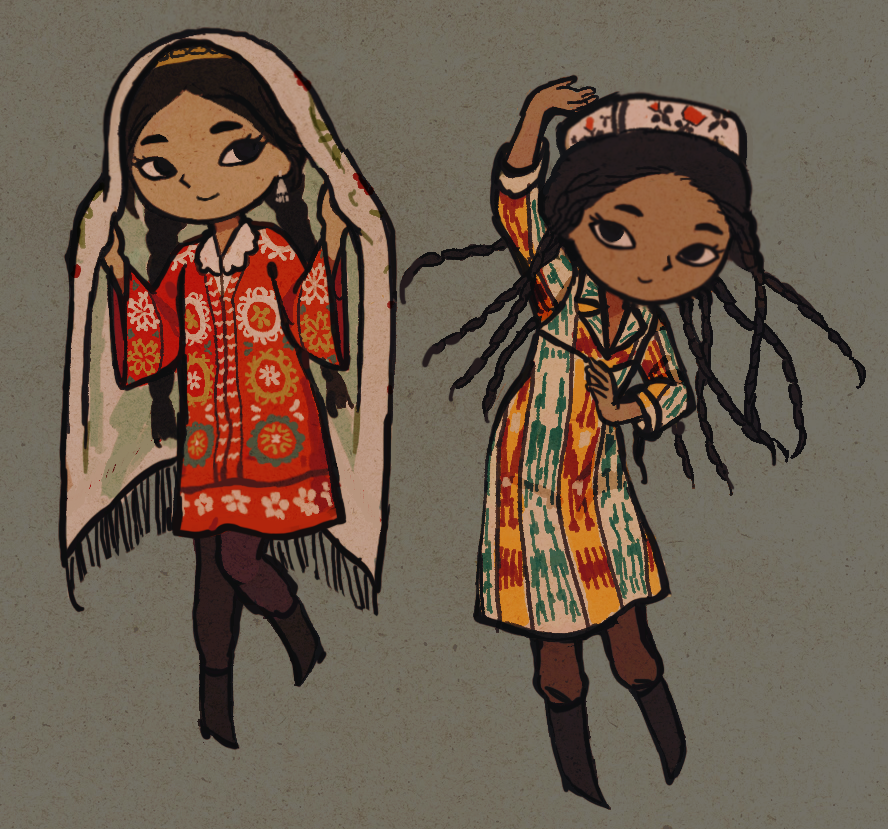 「tajik & uzbek ladies doodle」|io 🕊🌻のイラスト