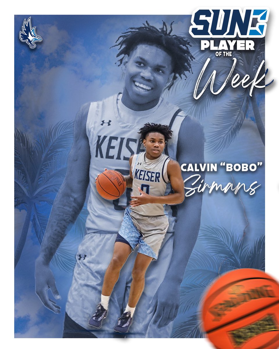 KUSeahawksMBB's tweet photo. Averaging 28.5 points, 6.5 assists, and 2.5 steals over the last two games, Calvin "Bobo" Sirmans was named @SunConference Player of the Week!

Full Release: https://t.co/8is8HyL6IK

#DefendtheBeach #TRIBE #WiN https://t.co/3Nl7z8IaNn