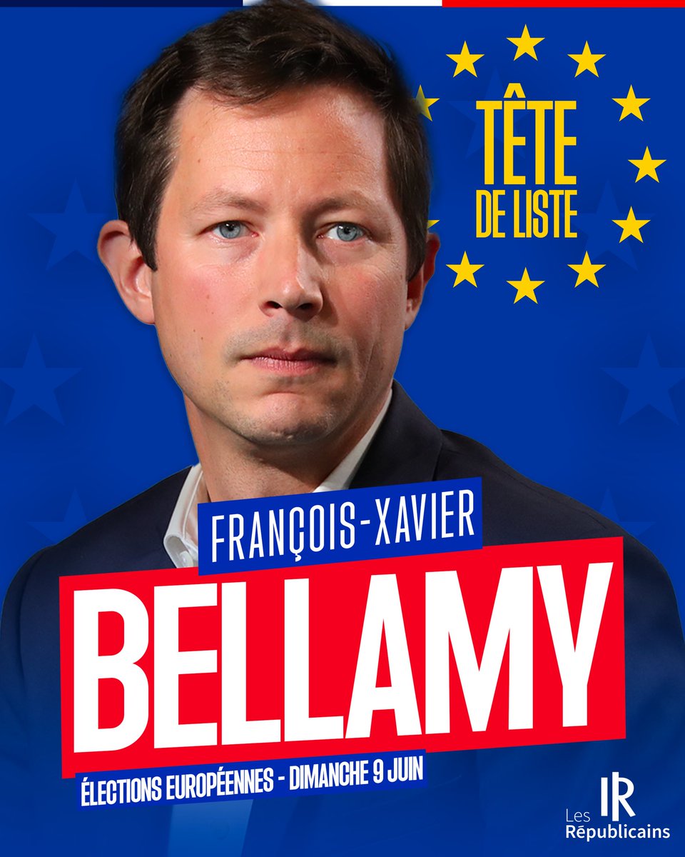 🔴 <a href="/fxbellamy/">Fx Bellamy</a> sera notre tête de liste pour les #Europeennes2024 🇫🇷🇪🇺

La jeunesse de droite sera au rendez-vous pour faire gagner nos valeurs en France et en Europe !

👉 Rejoins-nous | republicains.fr 

#AvecBellamy