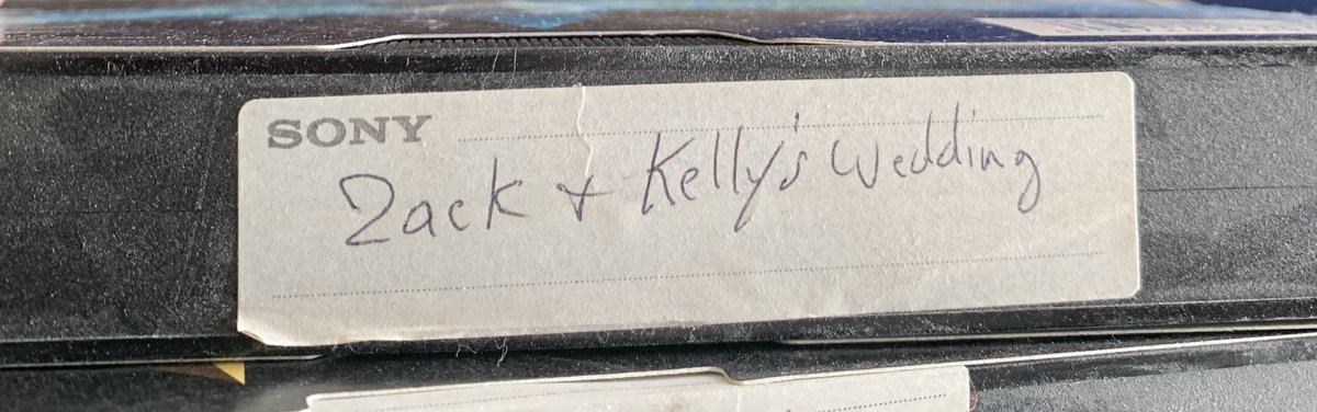 ADHDrummer's tweet photo. You know you were a 90s kid, if you find a dusty old VHS tape recording of Saved by the Bell’s “Zack and Kelly’s Wedding” while cleaning out a closet. https://t.co/2SIPP2c1Mf