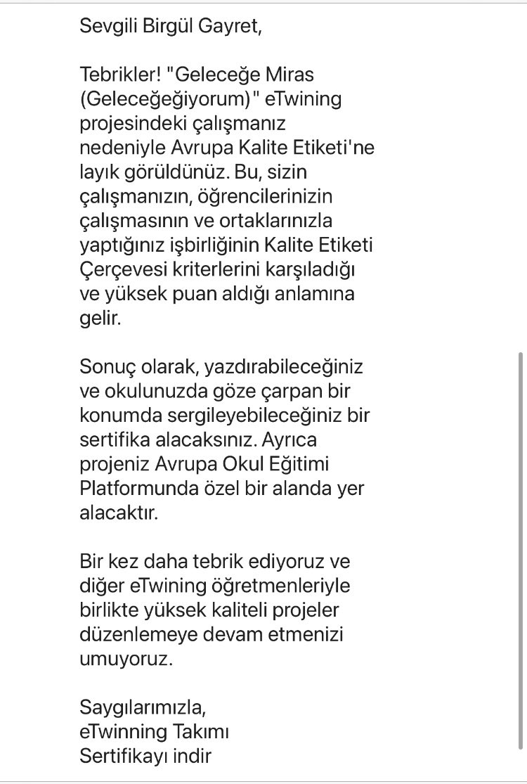 BirglGayret's tweet photo. “Hiçbir başarımı tesadüfe borçlu değilim, buluşlarım da tesadüfen değil çalışmalarımın eseridir.” “Thomas Addison” Okulumuza İlçemize ve İlimize kazandırmış olduğum Avrupa Kalite Etiketi ile hep birlikte daha iyiye daima ileriye 🥳🥳  @MemYenimahalle @velikarakuss https://t.co/tNSLcTPfjr