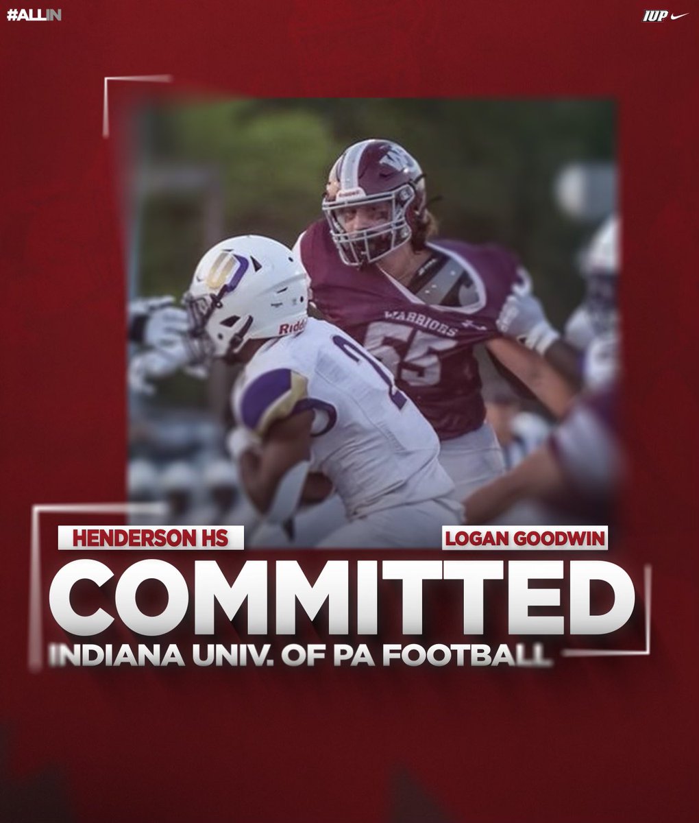 LoganGoodwin24's tweet photo. I’m Extremely excited to announce my commitment to IUP to continue my academic and athletic career for the next four years, thank you to my family, friends, and coaches that have helped me get this far. @CoachZJohnson15 @CoachMeech91 @Paul_Tortorella @IUPfootball #ALLIN https://t.co/N63Awx8Z87