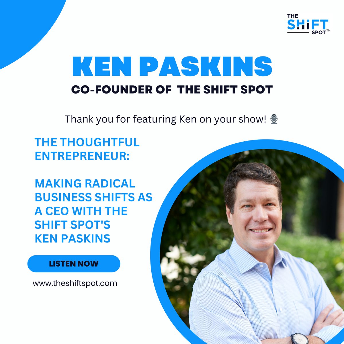 shift_spot's tweet photo. Ken Paskins teams up with Josh Elledge of The Thoughtful Entrepreneur Podcast of UpMyInfluence to unlock the secrets of business transformation. 

Don't miss out - tune in now: https://t.co/otf638Ju4y

A huge shoutout for having Ken as a guest!

#TheShiftSpot https://t.co/unROENCjn9